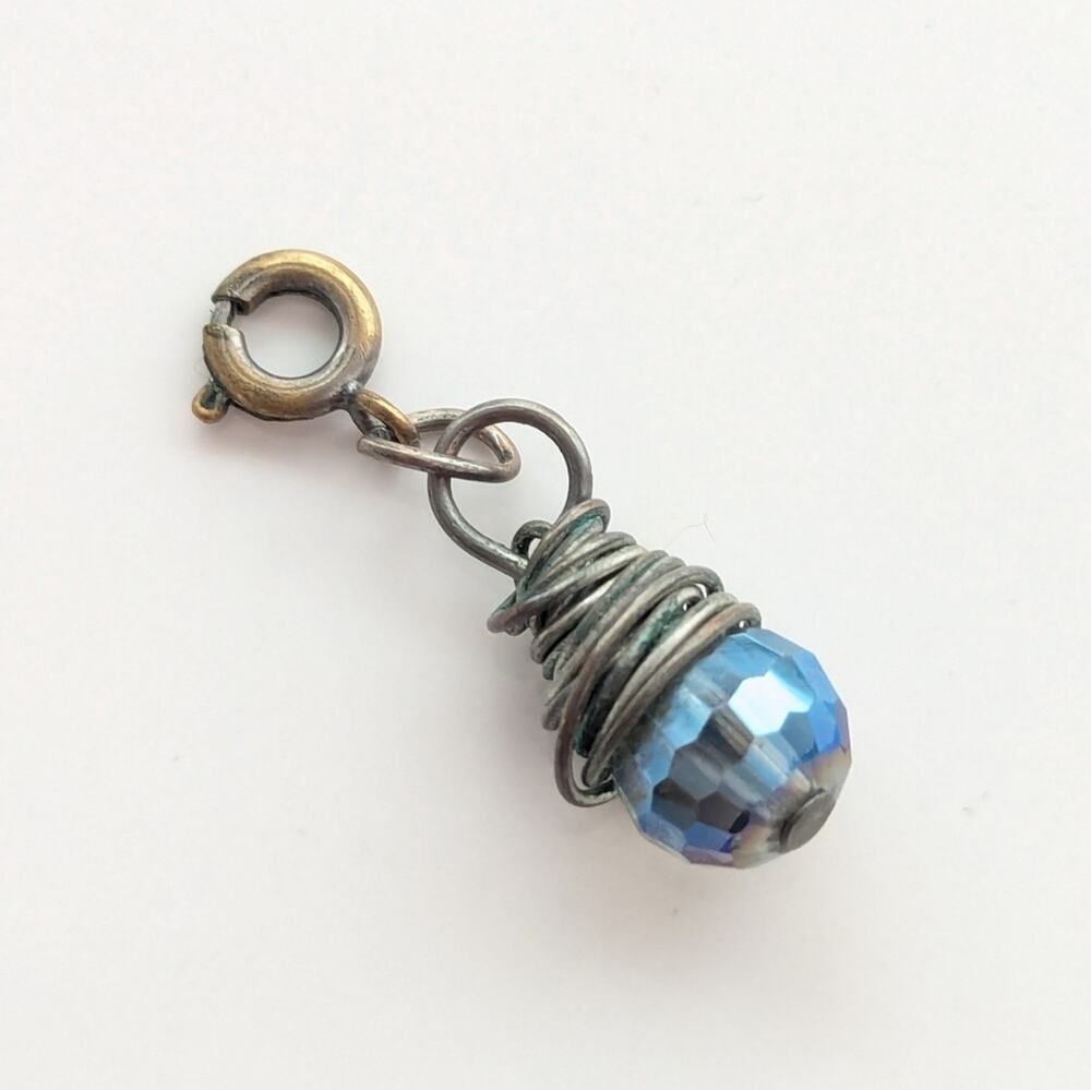 Artisan Made Wire Wrapped Faceted Sparkly Disco Ball Mini Pendant Bracelet Charm